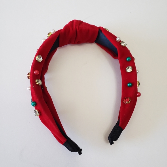 New Christmas Pearl Headband Creative Fried Dough Twists Braid Red Green - Picture 3 of 9